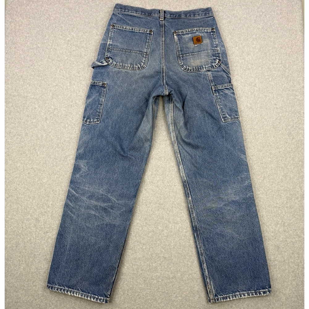 Vintage Carhartt Pants Mens 31x31 Light Wash Double Knee Rivets B73 Distressed - Picture 8 of 16
